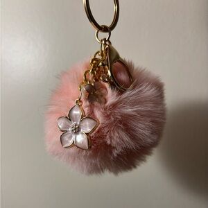 Flowered Fluffy Keychain